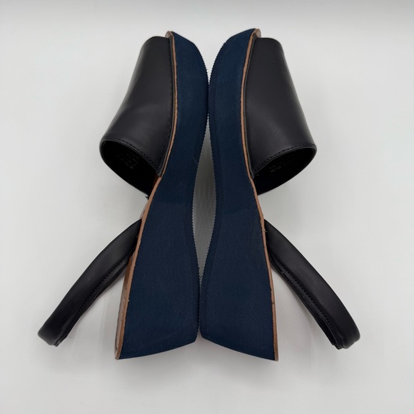 Reaction Kenneth Cole Fine Glass Wedge Slingback Sandal Navy Blue Size 9 - Picture 7 of 13